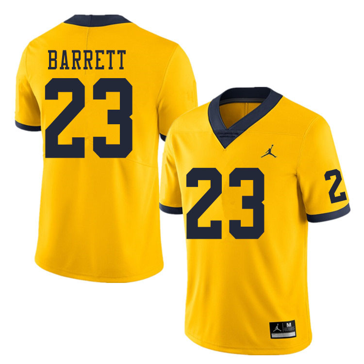 Men #23 Michael Barrett Michigan Wolverines College Football Jerseys Sale-Yellow
